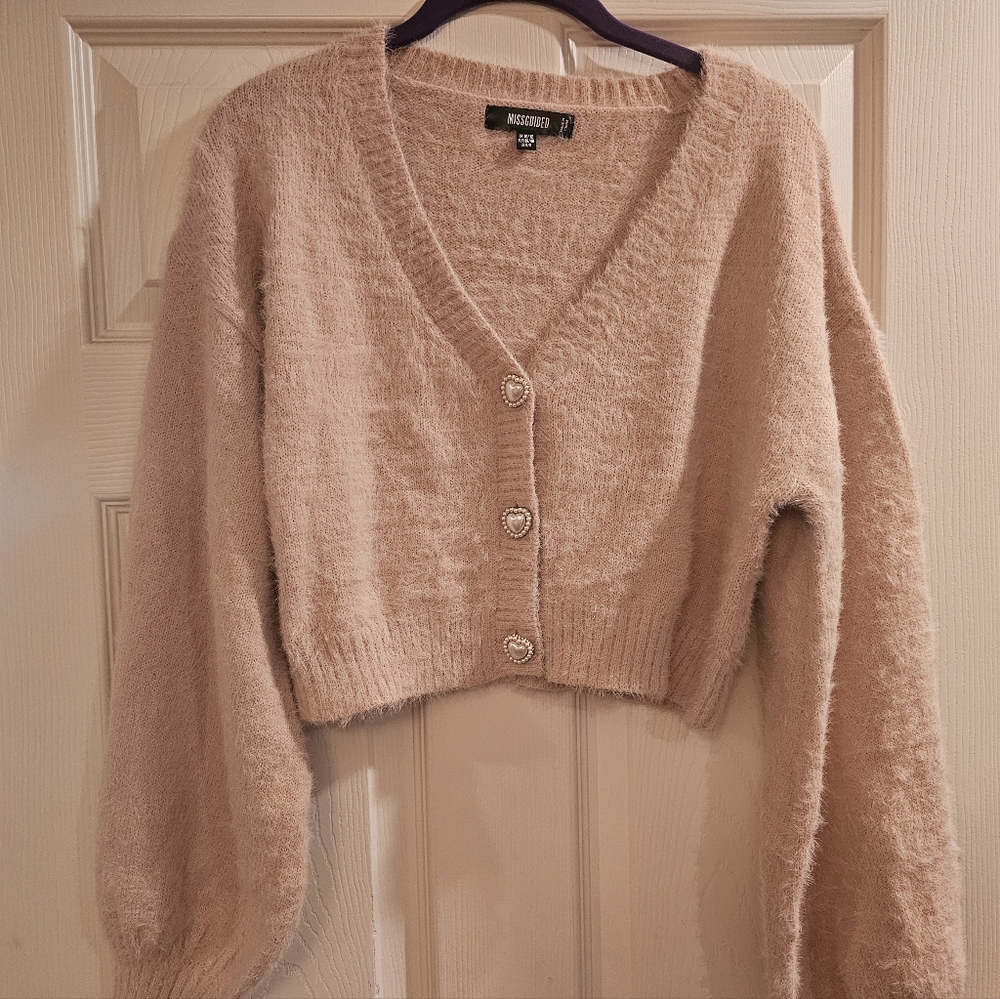 MIssguided heart button cardigan